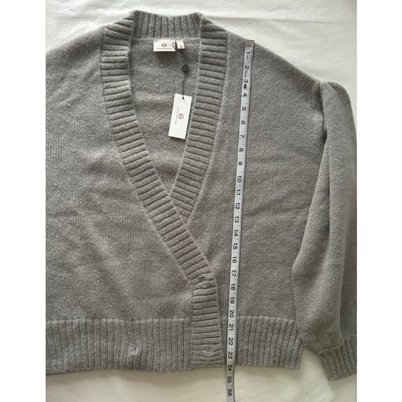 AG Amari Bishop Sleeve Crop Sweater in Net Grey Size L - Picture 10 of 11